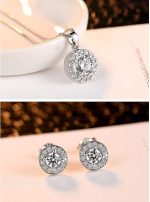 YooAi Jewellery Set Heart Pendant Necklace and Earrings Set Cubic Zirconia Jewellery for Women - Image 4